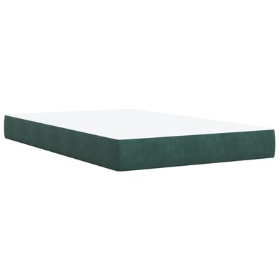 vidaXL Cama box spring con colchón terciopelo verde oscuro 120x200 cm