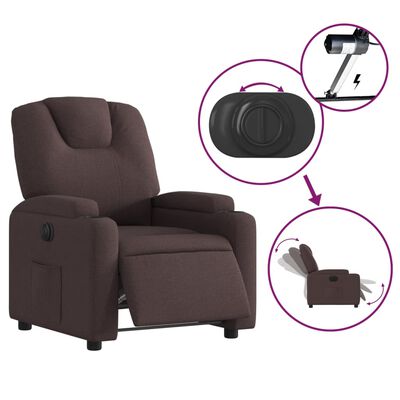 vidaXL Sillón reclinable eléctrico tela marrón oscuro