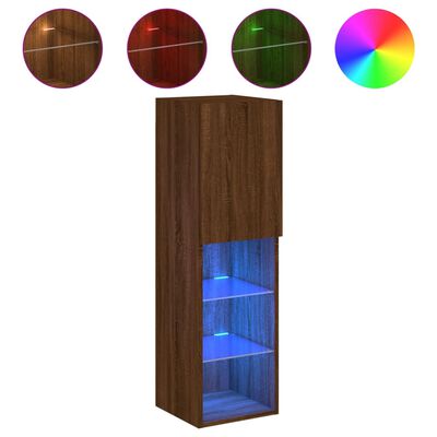 vidaXL Mueble para TV con luces LED roble marrón 30,5x30x102 cm