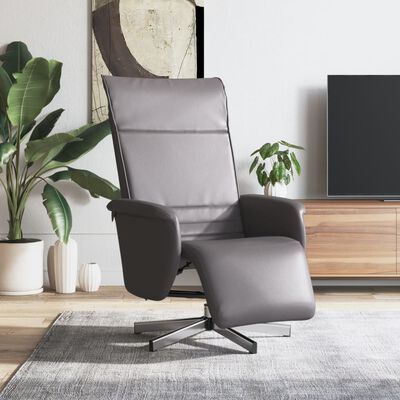 vidaXL Sillón reclinable con reposapiés cuero sintético gris