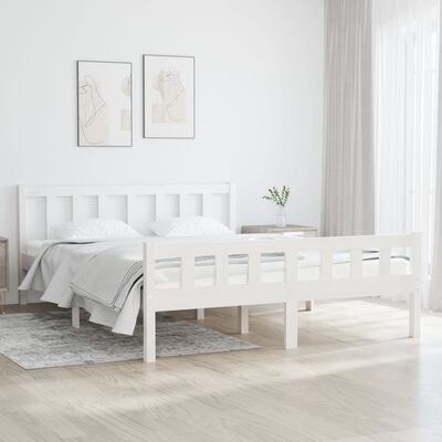 vidaXL Estructura de cama de madera maciza blanca 135x190 cm