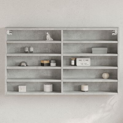 vidaXL Vitrina de madera de ingeniería gris hormigón 100x15x58 cm