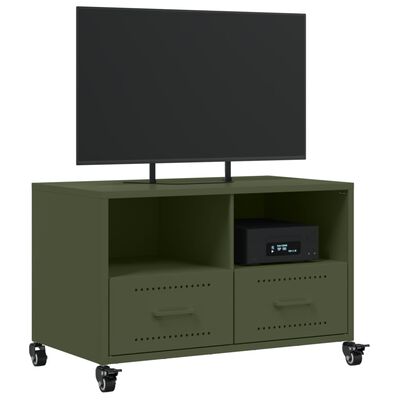 vidaXL Mueble de TV de acero verde oliva 68x39x43,5 cm