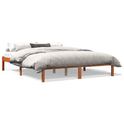 vidaXL Cama sin colchón madera maciza de pino marrón cera 160x200 cm