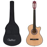 vidaXL Set de guitarra acústica 12 piezas con cutaway 6 cuerdas 38"