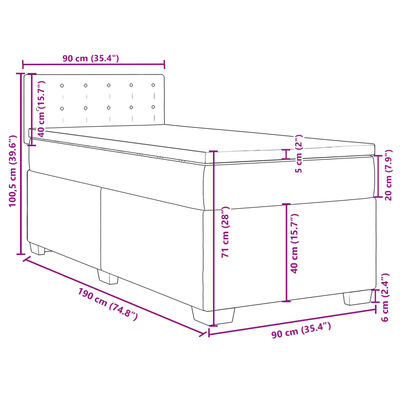 vidaXL Cama box spring con colchón cuero sintético negro 90x190 cm