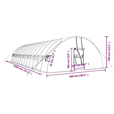 vidaXL Invernadero con estructura de acero verde 84 m² 14x6x2,85 m