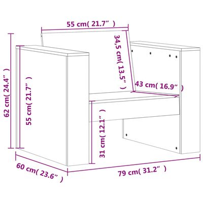 vidaXL Juego de muebles de jardín 2 piezas madera maciza pino blanco