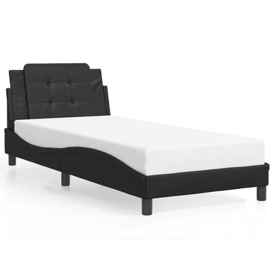 vidaXL Estructura cama con luces LED cuero sintético negro 80x200 cm