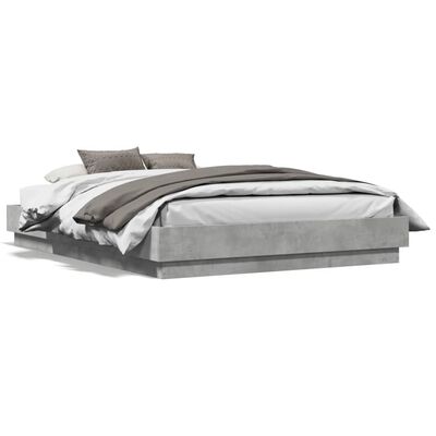 vidaXL Estructura de cama madera de ingeniería gris hormigón 135x190cm