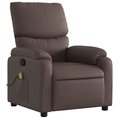 vidaXL Sillón de masaje reclinable cuero sintético marrón