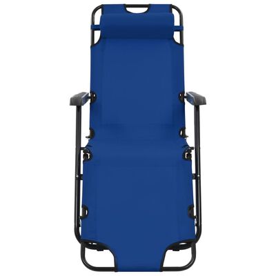 vidaXL Tumbonas plegables con reposapiés 2 unidades acero azul