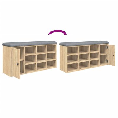 vidaXL Banco zapatero madera de ingeniería roble Sonoma 102x32x50 cm