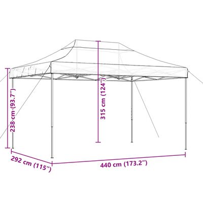 vidaXL Tienda de fiesta plegable Pop-Up marrón 440x292x315 cm