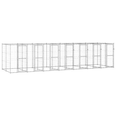 vidaXL Perrera de exterior de acero galvanizado 16,94 m²