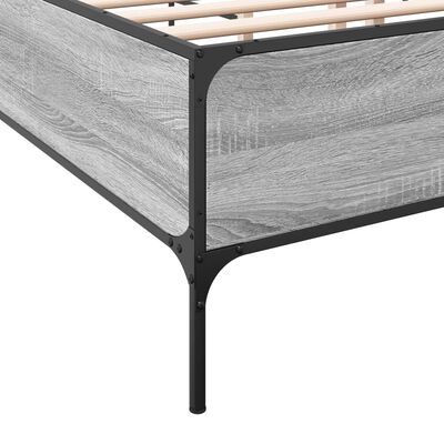 vidaXL Estructura cama madera ingeniería metal gris Sonoma 160x200 cm