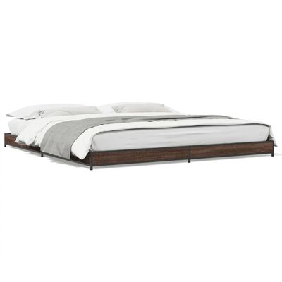 vidaXL Estructura cama madera ingeniería metal marrón roble 180x200 cm