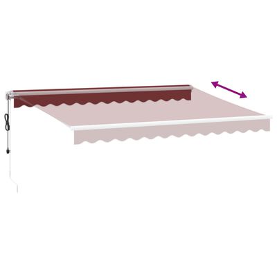 vidaXL Toldo retráctil automático con luces LED burdeos 350x250 cm