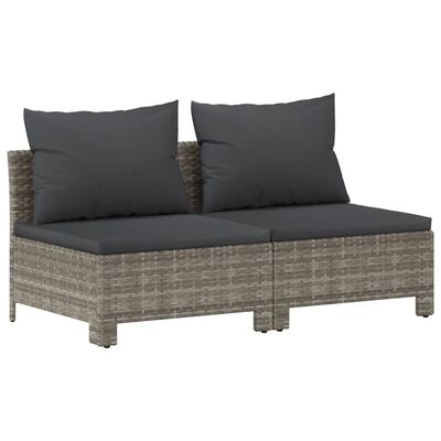 vidaXL Set de muebles de jardín 7 pzas y cojines ratán sintético gris