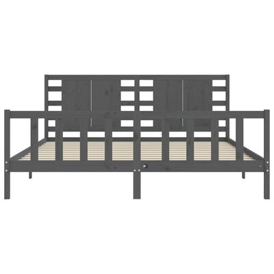 vidaXL Estructura de cama con cabecero madera maciza gris 200x200cm