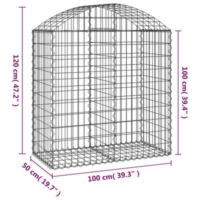 vidaXL Cesta gaviones forma arco hierro galvanizado 100x50x100/120 cm