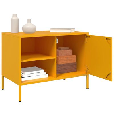 vidaXL Mueble de TV de acero amarillo mostaza 68x39x50,5 cm