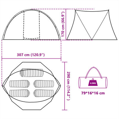 vidaXL Tienda de pesca para 5 personas impermeable camuflaje