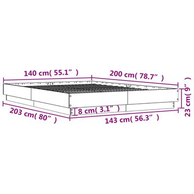 vidaXL Estructura de cama madera de ingeniería roble Sonoma 140x200 cm