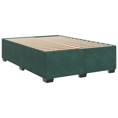 vidaXL Cama box spring con colchón terciopelo verde oscuro 140x190 cm