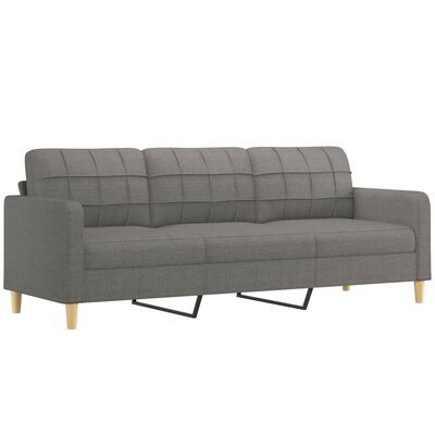 vidaXL Sofá 3 plazas con almohadas y cojines tela gris oscuro 210 cm