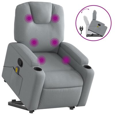 vidaXL Sillón de masaje reclinable de pie de tela gris claro