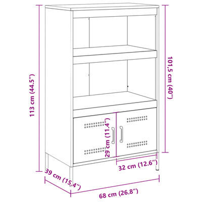 vidaXL Aparador de acero blanco 68x39x113 cm