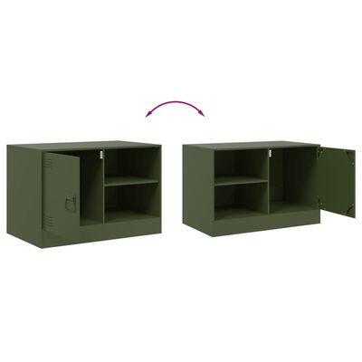 vidaXL Mueble para TV de acero verde oliva 67x39x44 cm