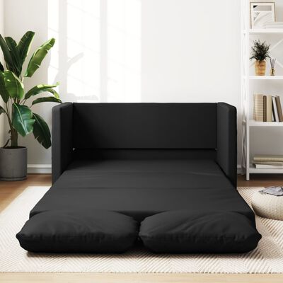 vidaXL Sofá cama de suelo 2 en 1 cuero sintético negro 112x174x55 cm