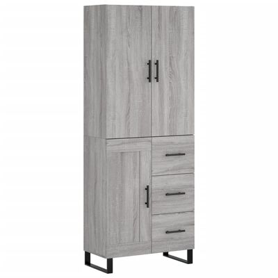 vidaXL Aparador alto madera contrachapada gris sonoma 69,5x34x180 cm