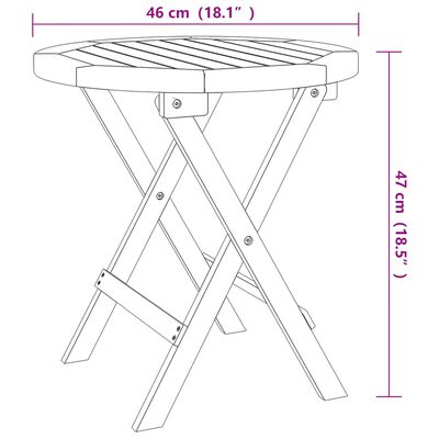 vidaXL Mesa de jardín plegable madera maciza de acacia blanco Ø 46 cm