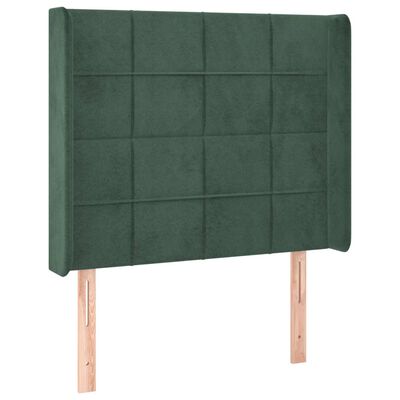 vidaXL Cabecero con LED de terciopelo verde oscuro 103x16x118/128 cm