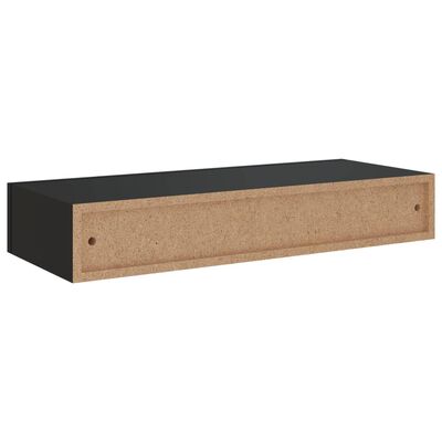 VidaXL Estante con cajón de pared MDF negro 60x23,5x10 cm