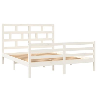 vidaXL Estructura de cama madera maciza blanca King Size 150x200 cm