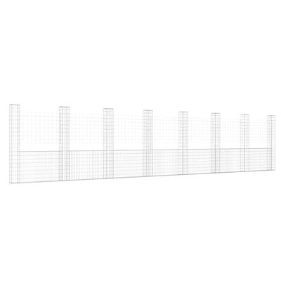 vidaXL Cesta de gaviones forma de U 8 postes de hierro 860x20x200 cm