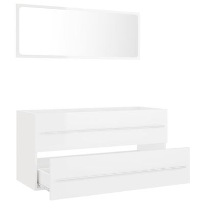 vidaXL Set muebles de baño 2 piezas madera contrachapada blanco brillo