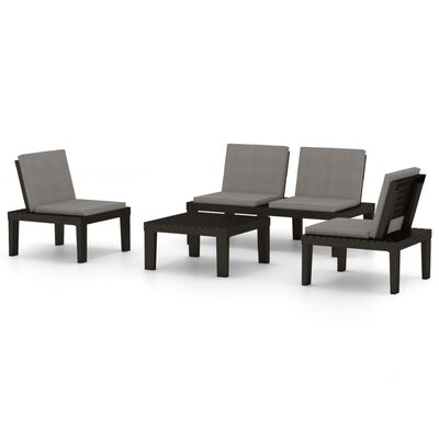 vidaXL Set de muebles de jardín 4 piezas con cojines plástico gris