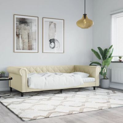 vidaXL Sofá cama cuero sintético color crema 100x200 cm