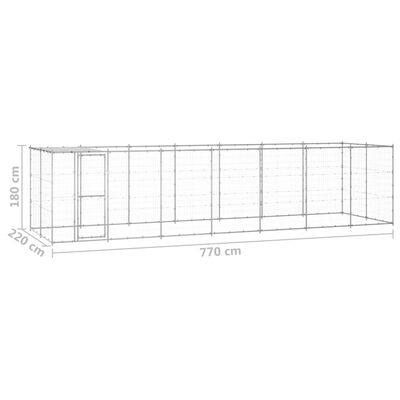 vidaXL Perrera de exterior de acero galvanizado con techo 16,94 m²