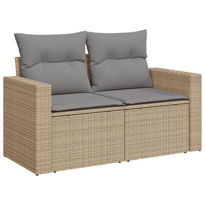 vidaXL Set de sofás de jardín 9 pzas con cojines ratán sintético beige