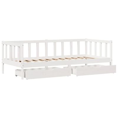 vidaXL Sofá cama con cajones madera maciza de pino blanca 90x190 cm