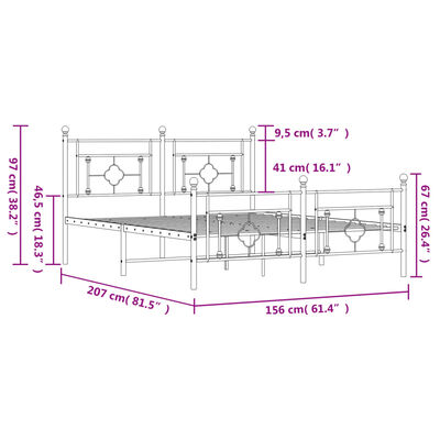 vidaXL Estructura cama sin colchón con estribo metal blanco 150x200 cm