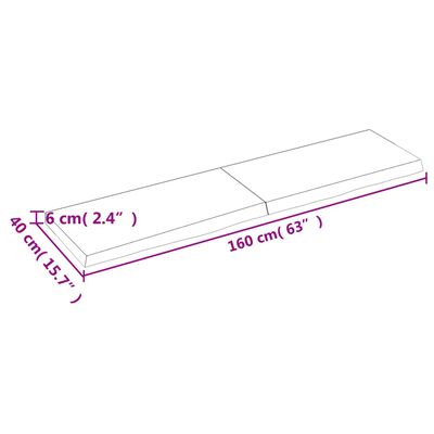 vidaXL Tablero mesa madera roble tratada marrón oscuro 160x40x(2-6) cm