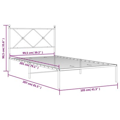 vidaXL Estructura cama sin colchón con cabecero metal blanco 100x200cm