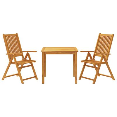 vidaXL Juego de comedor de jardín 3 piezas madera maciza de acacia